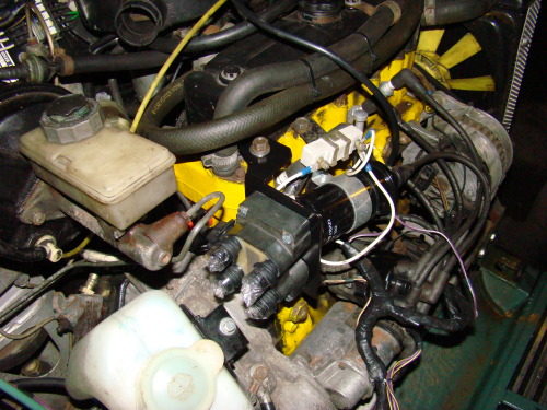 Congested engine bay - it's got both coils and the distributor on there at the moment.